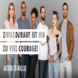 Botschafter der Aktion-Tu-was.de und Schriftzug Zivilcourage ist nie zu viel Courage!