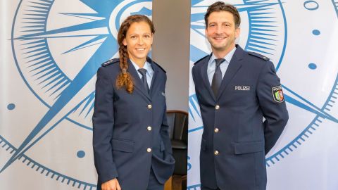 Chief Superintendent Lil-Kathrin Herholz and Police Commissioner Stefan Heimbuch